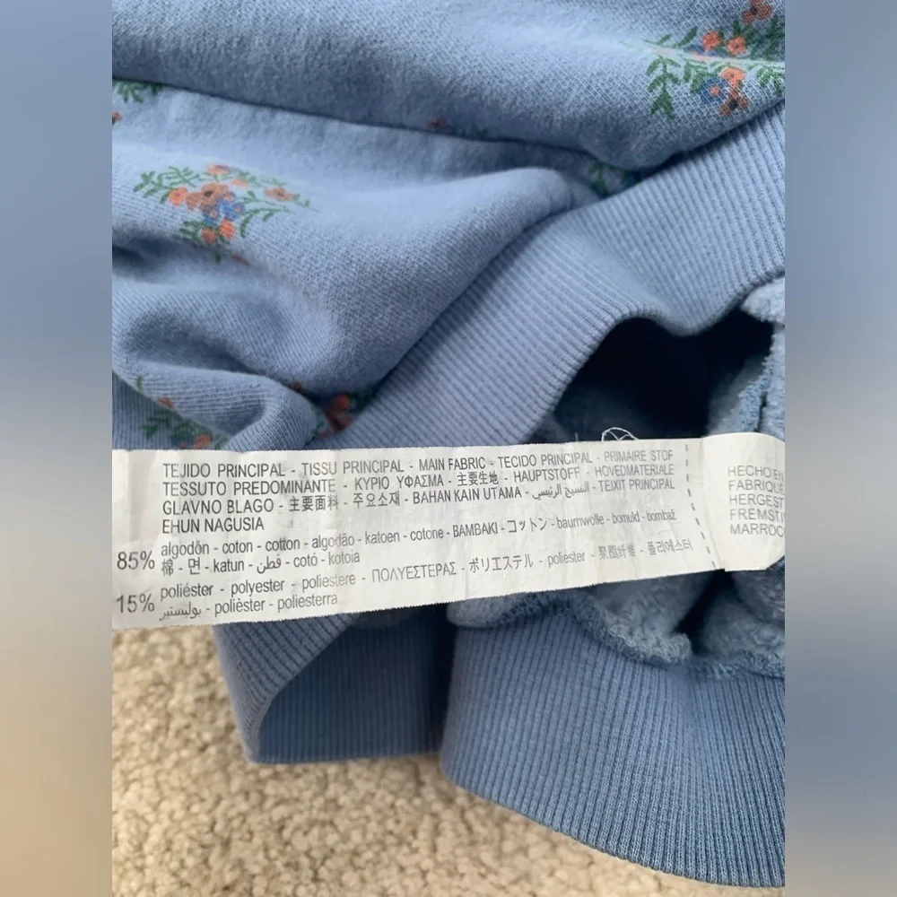 Zara Size 4-5 Years Blue Floral Crewneck Sweatshirt
